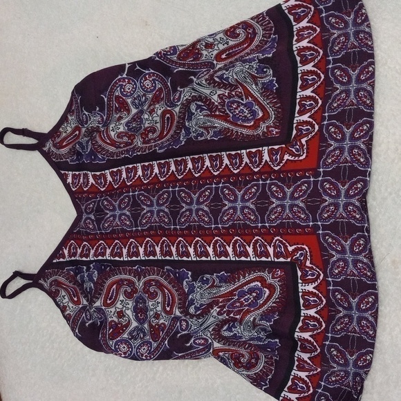 Express Red and Purple Paisley Graphic Print Camisole Tank Top - Picture 10 of 13
